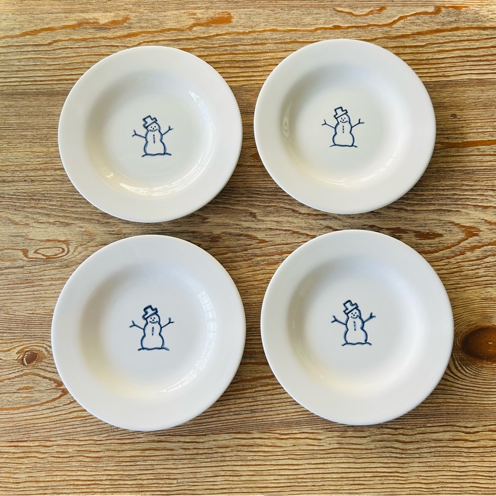 Pottery Barn Classic White Snowman Plate X 4
Dessert Plates